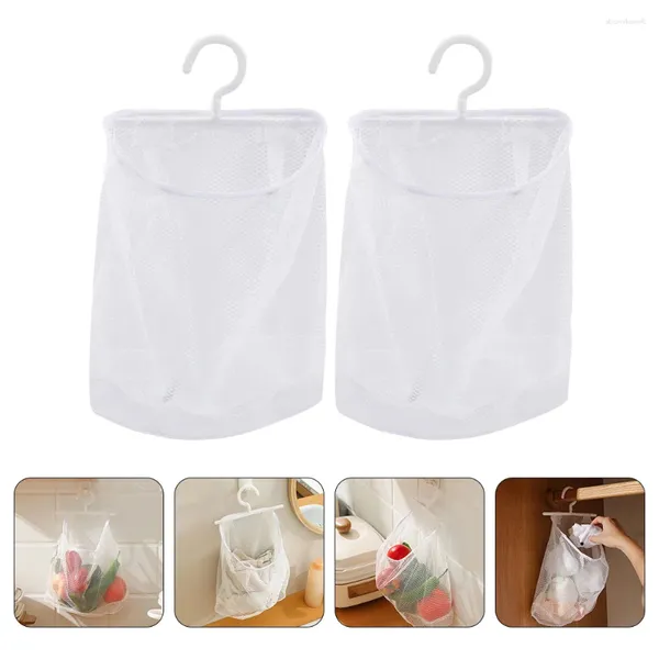 Aufbewahrungstaschen 2 Stcs Mesh Bag Home Zwiebel Babybügel PP mit hängenden Einkaufswäsche Körbe