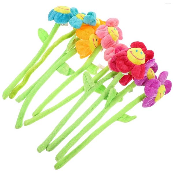 Fiori decorativi 10 pezzi 10 pcs fibbia per peluche di girasole tiebacks gambi di fiori pieghevoli artificiali vaso di decorazione di decorazioni per bambini ragazza