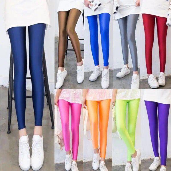 Leggings da donna Allenamento a colori caramelle Donne pantaloni neon Leggins High Stretch Casual Jeggings Pantaloni Fitness Drop