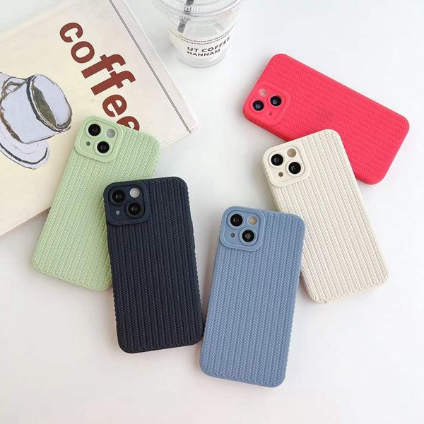 Casos de linha vertical para iPhone 15 Plus 14 Pro Max 13 12 11 x xs xr 8 7 iPhone15 Moda de luxo de luxo Silicone Silicone à prova de choque celular Capa traseira pele