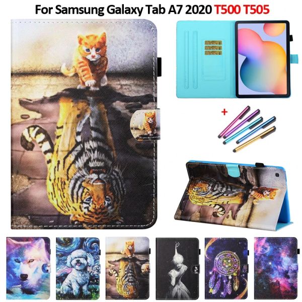 Carteiras capa de couro de desenho animado para o samsung galaxy tab a7 a8 2022 2021 case wallet stand tablet para galaxy tab a7 lite estojo t220