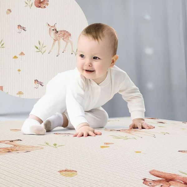 Extra Large Baby Play Matte für Boden - dicker Schaumstoffbauchzeitmatte für Babys lernen, zu gehen oder zu kriechen - Kinderzimmer Teppich für 0-6-12 Monate