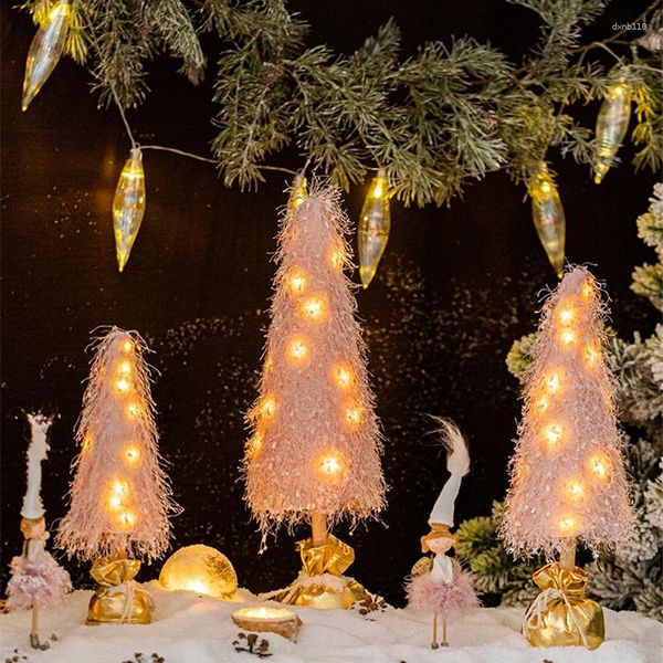 Figurine decorative Ornamenti dell'albero di Natale rosa con luci decorazioni per la casa luminose El Atmosfera delle vacanze commerciali