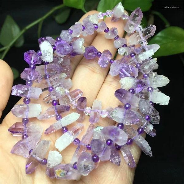 Link Bracelets Natural Cruz Rough Quartz Bracelet Crystal Reiki Healing Stone Fashion Jewelry Gifting Presente para mulheres 1pcs