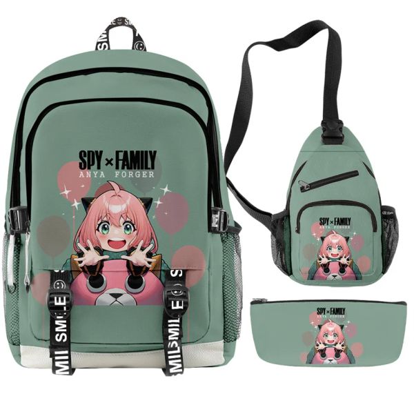 Mochilas 3pcs/set spy x família anya forger garotas backpack japão anime desenho animado kawaii school school school teens crianças oxford backpack à prova d'água