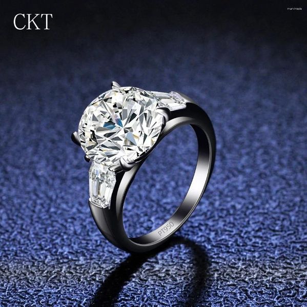 Küme halkaları gerçek platin pt950 evlilik yüzüğü 5ct orijinal moissanite elmas kadın evlilik yıldönümü sözü sonsuza dek mücevher aşk