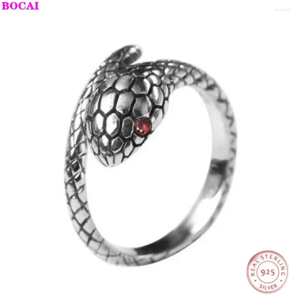 Ringos de cluster S925 Sterling Silver Ring Para modelos de casais de mulheres podem ser ajustadas Zodiac Snake Pure Ring Women's Thai