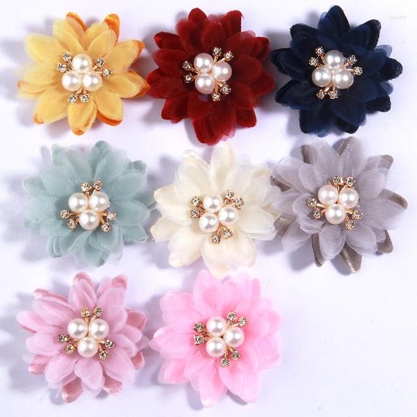 Flores decorativas 10pcs 5cm Fabric artificial artificial artificial com Star Center for Wedding Decoration Shoes Sapatos Chapéus Projetos de artesanato