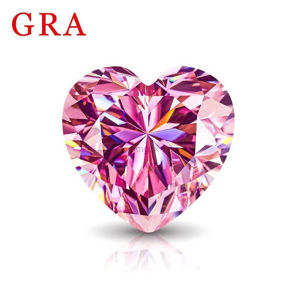 Anéis de casamento szjinao real 0,5ct a 3ct em forma de rosa em forma de coração Pedra de moissanita com certificado de pedras preciosas soltas para anéis de diamante de casamento fazendo 240419