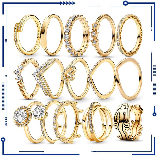 925 Silver 2023 Novo anel popular de moda de ouro, adequado para mulheres de jóias pan de joias de atacado frete grátis