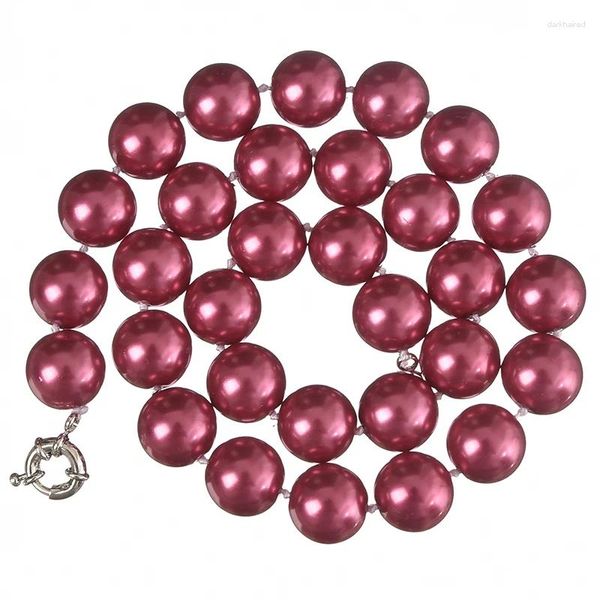 Catene dell'anno la collana rossa con guscio simulato perle rotonde da 10 mm Women Elegant WeeDings Regalo per feste per 18 pollici