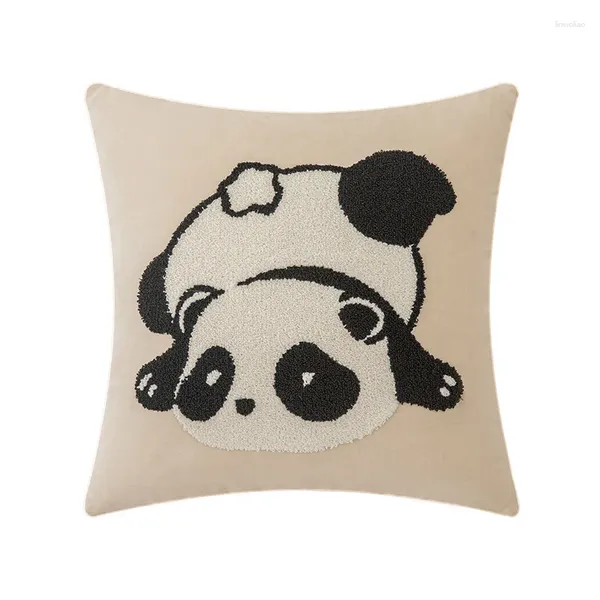 Подушка мультипликационная панда, вышитая накрытие, простая и милая черная белая домашняя гостиная