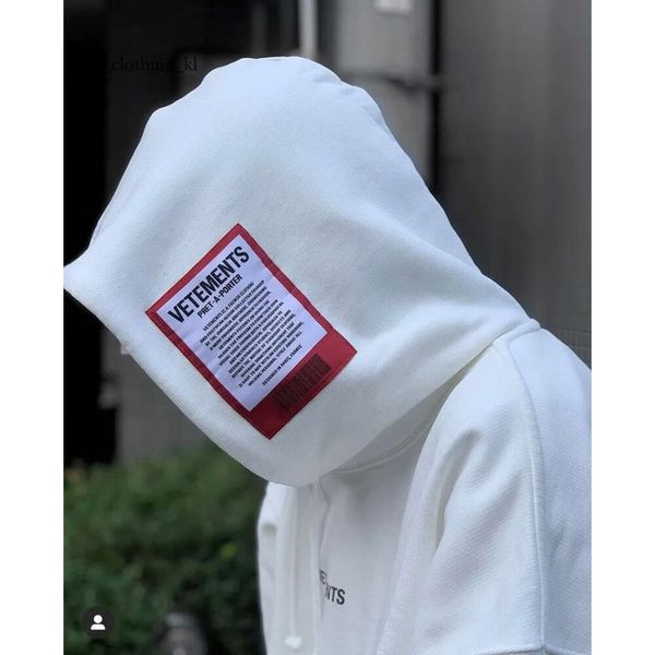 Designer 22SS Red Label Sticker 100 Cotton Eu Size Vetements Hoodies Men Women High Street Street Streetwear Pullover autunno inverno 282