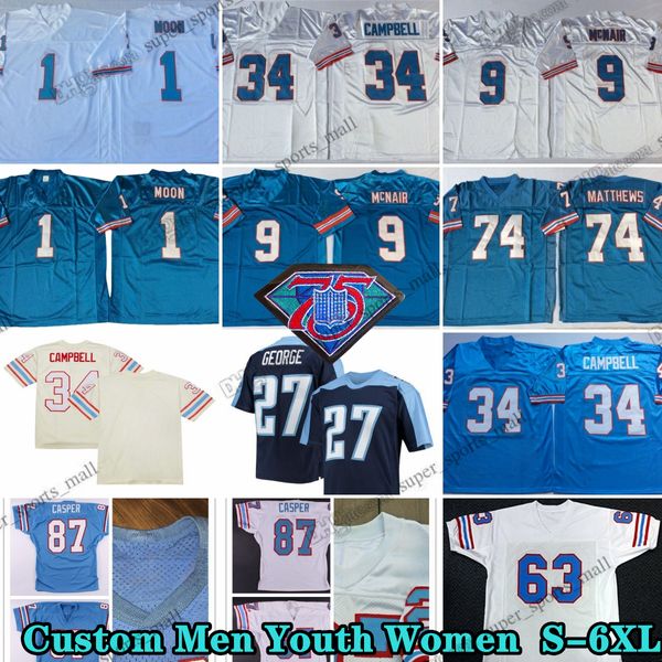 Custom S-6xl 75. Vintage 34 Earl Campbell 1978 Fußballtrikot