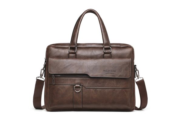 Männer Aktentasche hochwertige geschäftliche Marke PU Leder Schulter Messenger Bags Bürohandtasche 14 -Zoll -Laptop -Tasche 240418