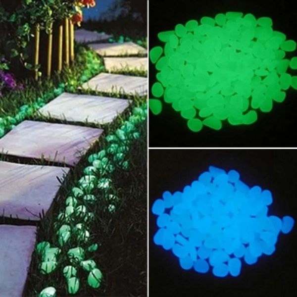 2550pcs brilham no jardim escuro seixos pedras rochas para as passarelas pátio pátio pátio de jardim decoração luminosa 240411