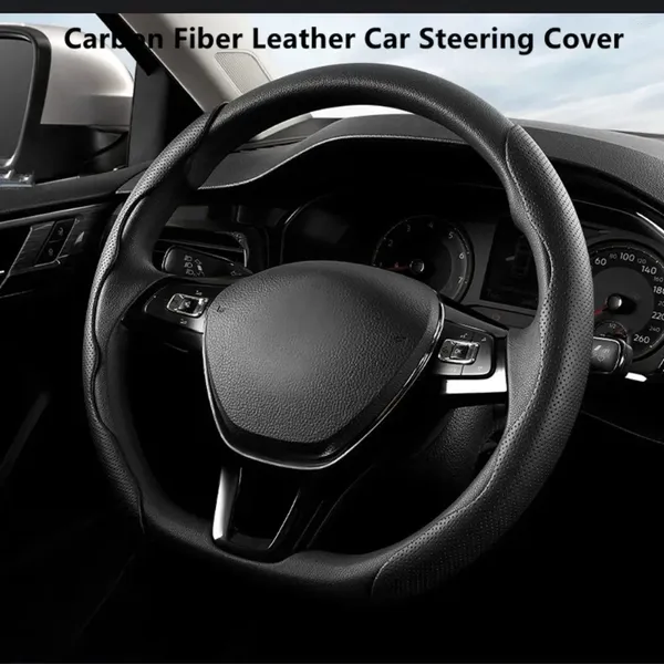 Крышка рулевого колеса 2pcs Carbon Fiber Cop Cover без скольжения Universal 4-цветная ручка силиконовой 38 см для внедорожника