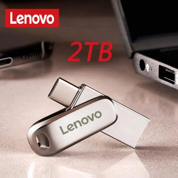 Gehege Lenovo USB -Flash -Laufwerk 2TB OTG Metall USB 3.1 Pen -Laufwerkschlüssel 1 TB 512 GB Typ C Hochgeschwindigkeit Pendrive Mini Flash Drive Speicher Stick