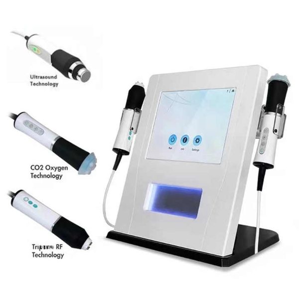 RF -Ausrüstung 3 in 1 H2 O2 Oxygen Hautpflege Sauerstoffstrahl Peel RF Ultraschall Hautpflege Beauty Machine zu verkaufen