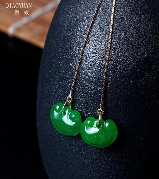 Lustre de bala 925 Earrings de prata esterlina Brincos de jade de ouro