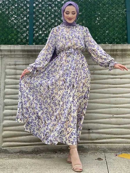Vestido de chiffon abaya de roupas étnicas para mulheres africanas modestas maxi elegantes vestidos de manga longa de kaftans árabe kaftan peru abayas d240419