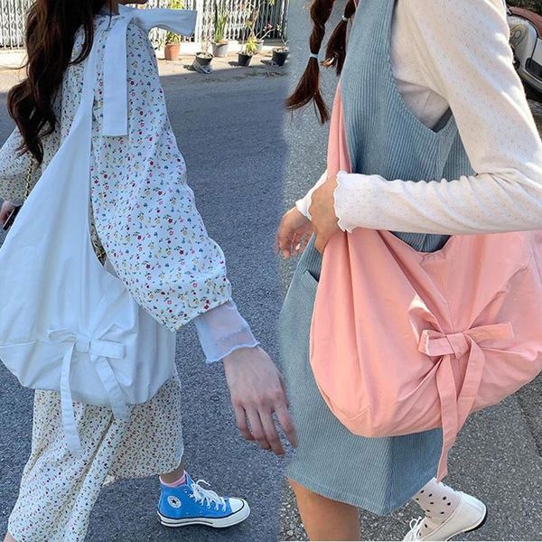 Bolsa de bolsas de estudante sacolas para menina doce moda coreana Bolsas de bowknot para mulheres maquiagem portátil maquiagem de lápis armazenamento