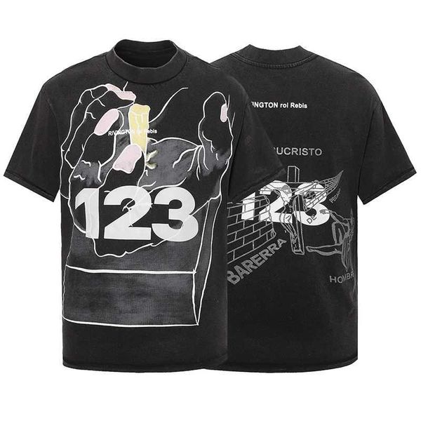Herren-T-Shirts 2024 Neue Leisure Modemarke RRR123 Python Printed Street Clothing High Street Loose Plus Size T-Shirt für Männer J240419