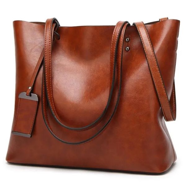 Taschen Wachsen Lederschale Taschen Einfacher Doppelgurt weibliche Umhängetaschen für Women Messenger Bags Lady Allpurpose Shopping -Tasche