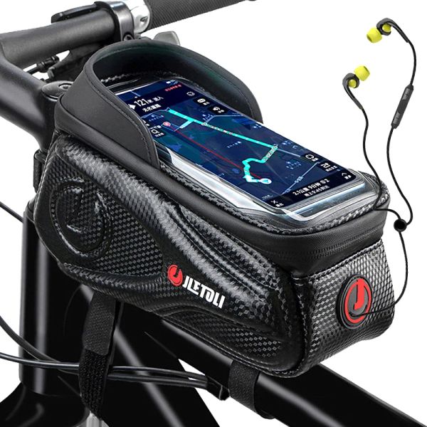 Taschen Jletoli Fahrradbeutel wasserdichtes Touchscreen -Fahrradbeutel mit Sonnenvisier -Fahrrad -Top -Tasche 6.7 Zoll Telefonhülle MTB -Zubehör