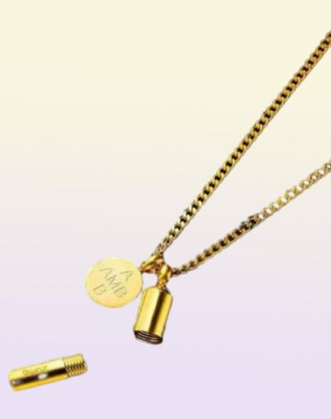Colar cápsula aberta Colar de pingente homens mulheres letra de designer de luxo pingentes de aço inoxidável masculino Chain Link Gold9527486
