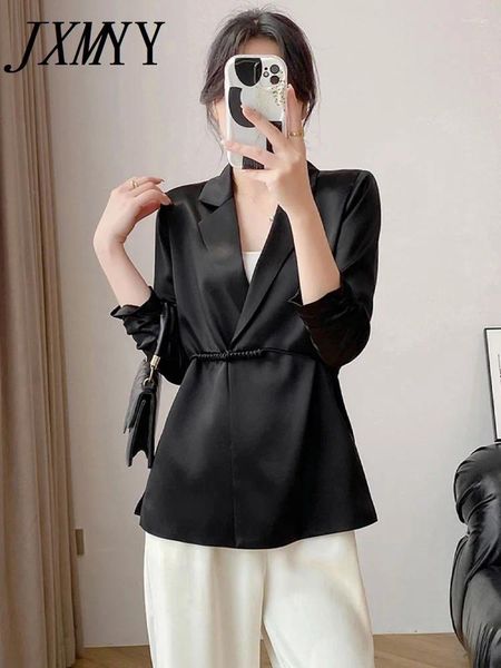 Frauenanzüge Jxmyy Fashion Spring Sommer chinesischer weißer Anzug mit einem Knopf schlanker Taille Schnalle Essigsäurejacke Frau