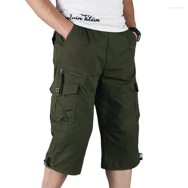 Herren Shorts Cotton Cargo Summer Overalls Multi -Taschen -Länge Casual Hosen Männliche taktische Militärhose