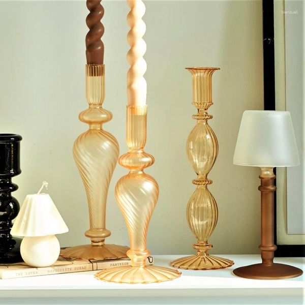 Kerzenhalter dekorative Kerzenhalterhalter Hochzeitstisch Mittelstücke Dekoration Home Decor Crystal Glass Set