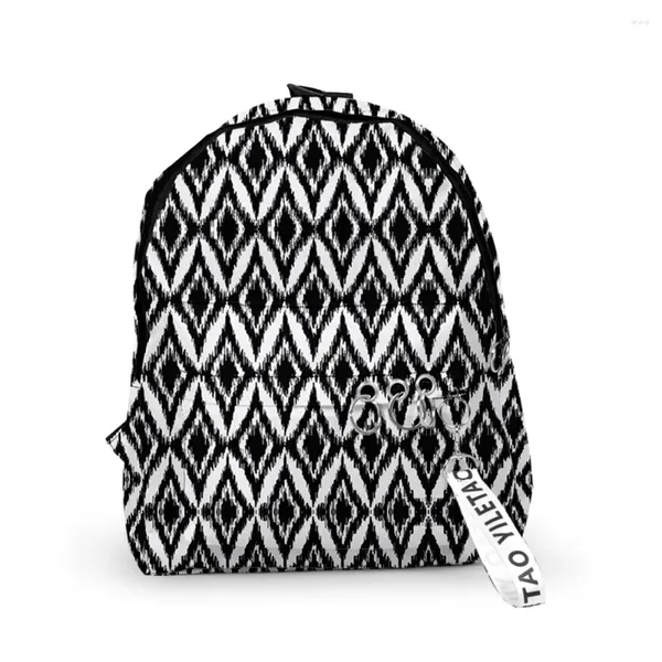 Mochila Harajuku Bohemian Padrões étnicos Bolsa de escola fofa pequenas sacolas de viagem 3D Impressão Oxford Backpacks de cadeia de cadeia de chaves à prova d'água Oxford