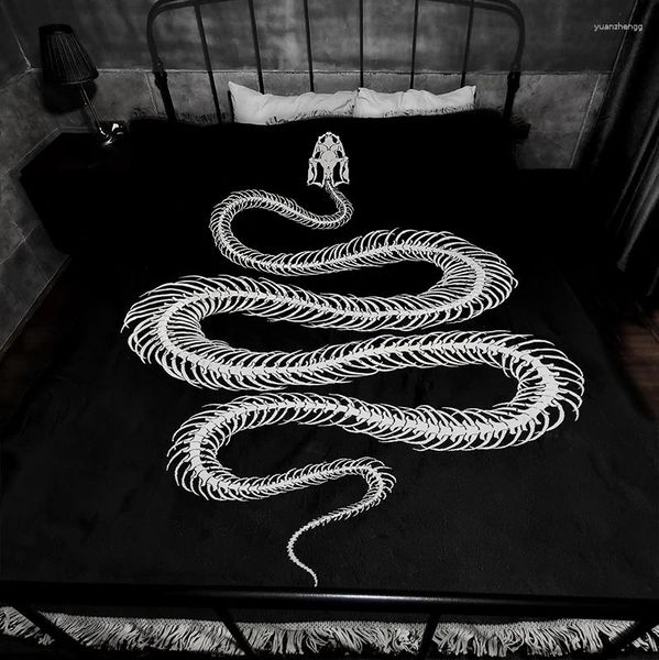 Гобелена оригинальная змея костяная кость готическая эстетическая диван одеяло темное татуировка полотенце лист сатата сатана для кемпинга гобелен