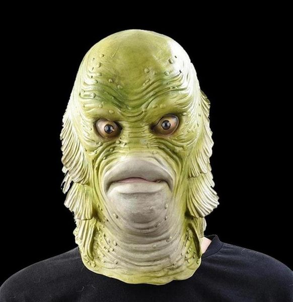 Máscara de Halloween Scary Monster Latex Fish Masks Creature of the Black Lagoon Cosplay Merman Masquerade Party Party Mascara Horror Mask Y9541068