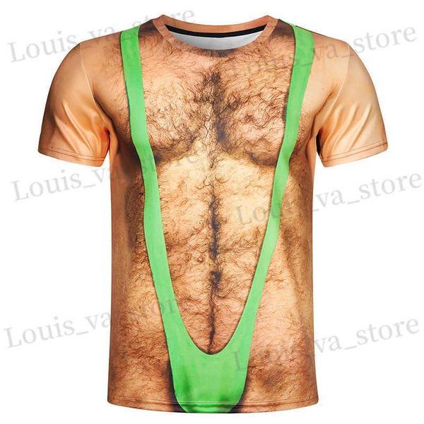 Camisetas masculinas 3d Fake Abs the Chest Pried camise