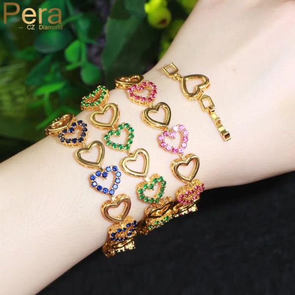 Pulseiras de link pera rosa azul cúbico zirconia amor romântico Cadeia Cadeia de pulseiras de amizade para amigas jóias presentes b206