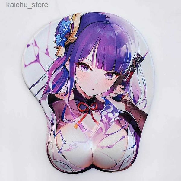 Mouse almofadas de pulso repousa o genshin impacto 3d descanso de mouse mouse tat tat silica gel Raiden shogun sexy anime menina oppi quadril butt boob mousepad computador y240419