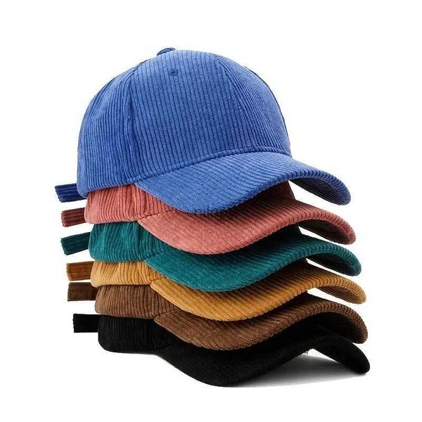 Caps de bola Solid Corduroy 100% algodão Baseball Cap homem Mulheres vintage unissex Snapback ajustável KPOP Cap Polo Trucker Cap Hat feminino Chapéu de inverno