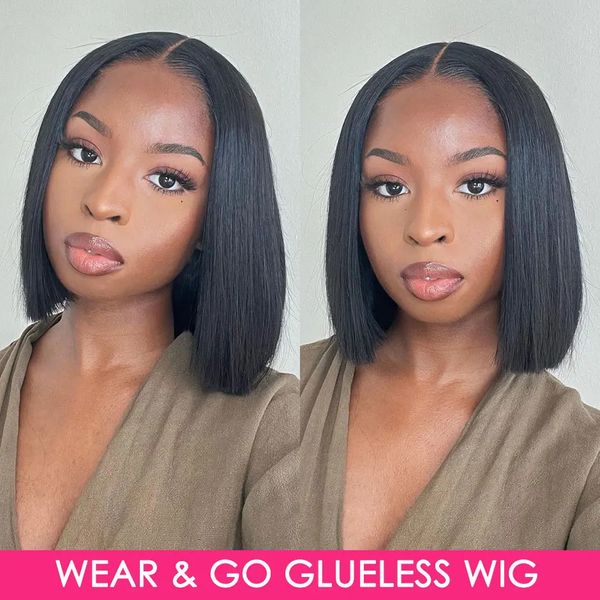 Wear and Go Bob Wigs for Women Hair Human Hair 180% Wiless Glueless Pronto per andare con parrucche per capelli umani Pre -taglio parrucca ad aria in pizzo Vendita 240409