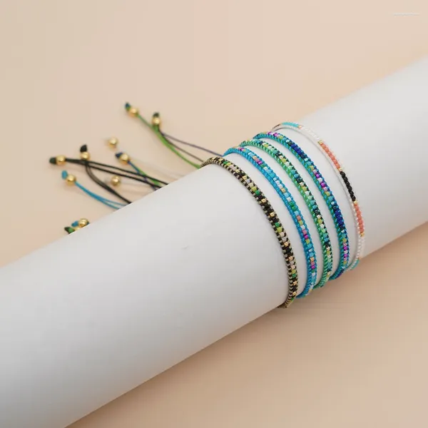 Bracelets de link Cross Border Minimalist Light Luxury Style Miyuki Rice Beds Código de musgo no interior da mão Pulseira feminina