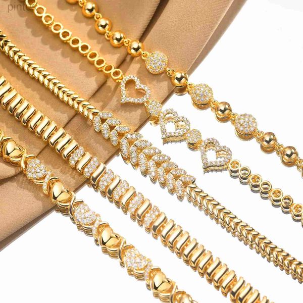 Catena Diepty Bling Snake Star Paperclip Circle Braccialetti Braccialetti per donne Oro Colore Gold AAA Zirconia cubica Cuban Link Bracciale D240419