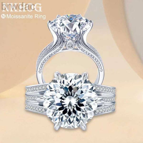 Solitaire Ring Nkhog Sparkling 10 CT anel de moissanita para mulheres 925 Sterling Silver Pt950 Ringas de casamento de diamante incolor de diamante Jóias D240419