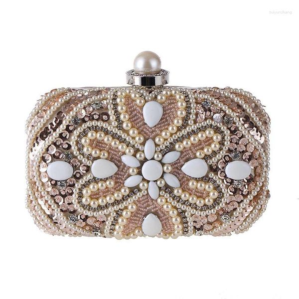 Abendtaschen handgefertigte Frauen Perlen Clutch Diamond Flowers Abendessen mit Ketten -Single Perlen Bankett für Damen Mn1491