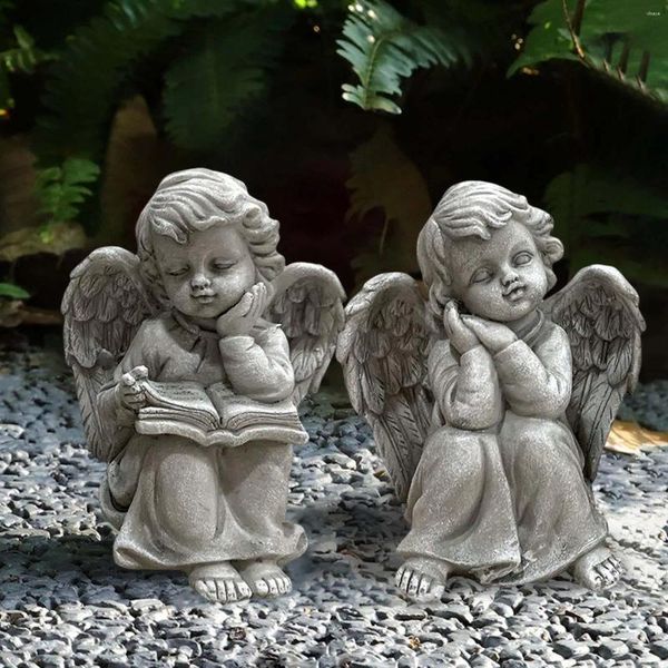 Estatuetas decorativas Resina Angel estátua escultura do pátio para o gramado de presente de casa ao ar livre