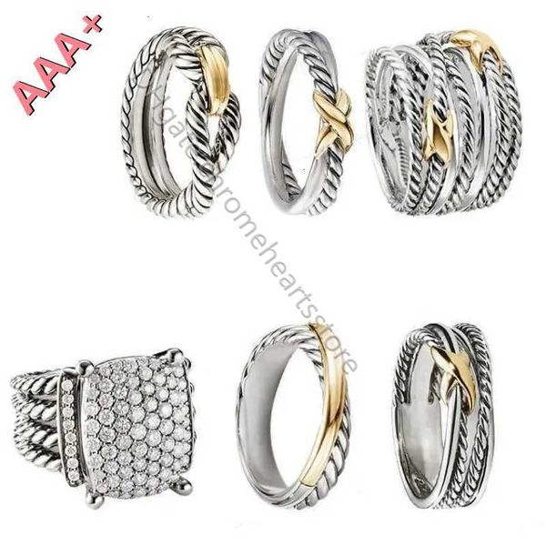 Moda Mulheres trançadas size6-9 Designer Men Rings Jóias Crosscover Classic Copper Twisted Ring Wire Vintage Double x Engagement Anniversary Gift 3dyn