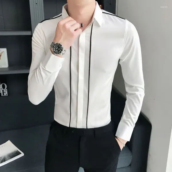 Camicie da uomo camicie a manica lunga business maschio bianco normale con collare slim cotone cotone man 2024 in xxl tops i