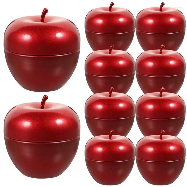 Speicherflaschen 10pcs Mini Box Apple-Design Blechplatte Apfelform Candy Container Home Supplies Dekor Bonbonniere