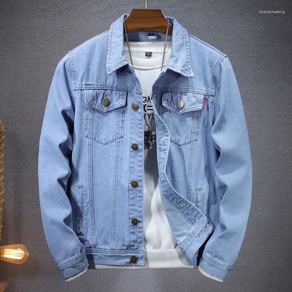 Giacche da uomo Plus size 5xl-m Giacca di jeans per la moto motociclista motociclistico top blu casual coreano coreano blu chiaro